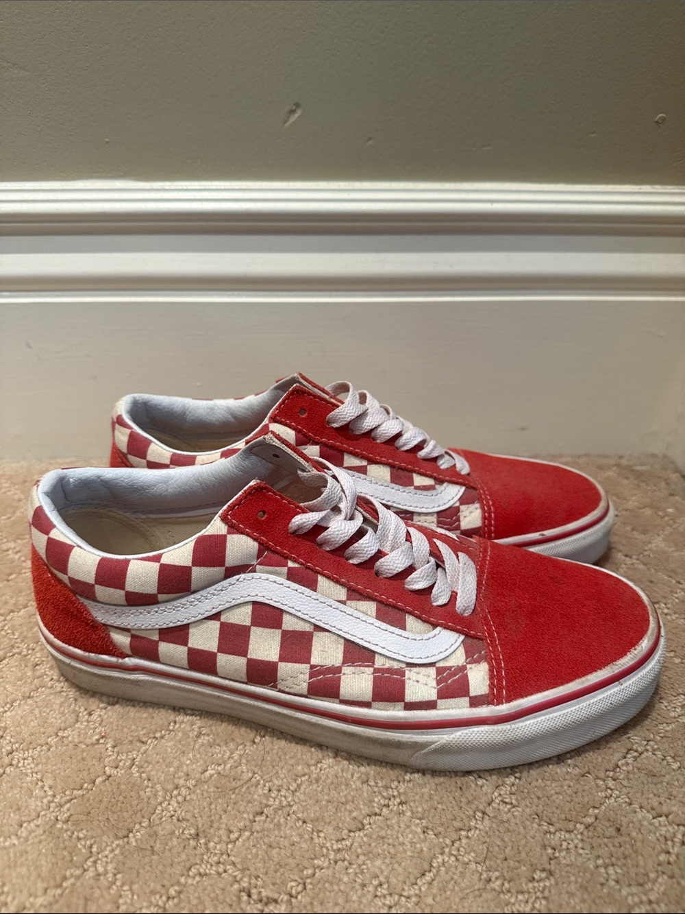 Vans Red & White Checkerboard Old Skool Sneakers
